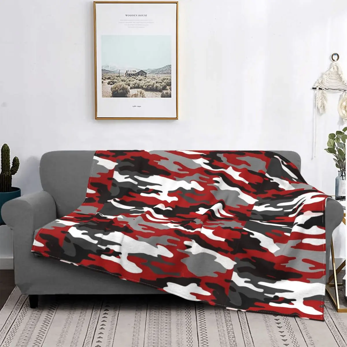 

Red Camo Blanket Bedspread Bed Plaid Muslin Beach Cover Kawaii Blanket Home Textile Luxury