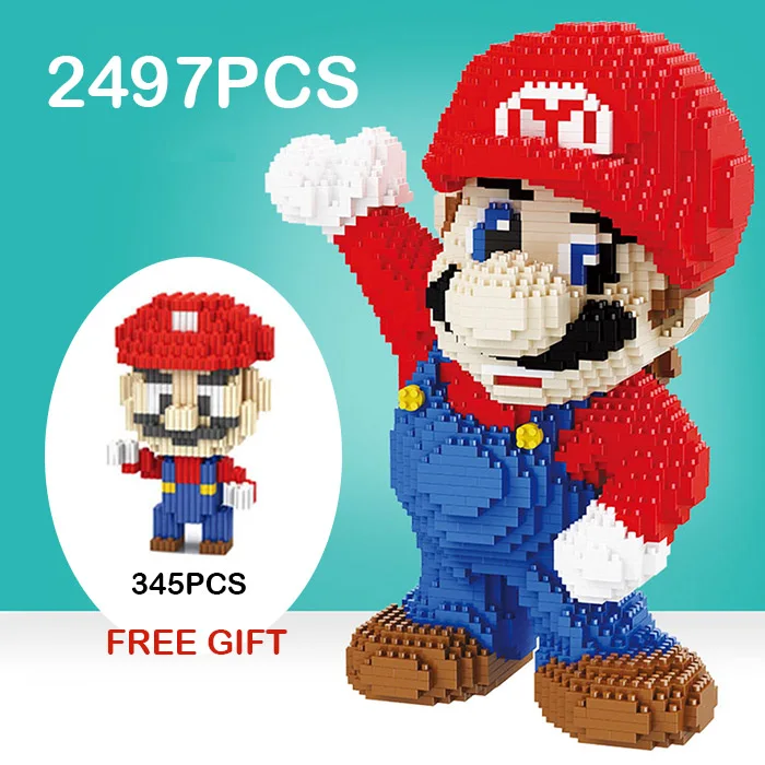 2497pcs Mario GIFT 2497 шт Супер Марио Луиджи мини алмазные Строительные блоки DIY кирпичные игрушки для детей развивающие игрушки для детей рождественские подарки - Цвет: 2497pcs Mario GIFT