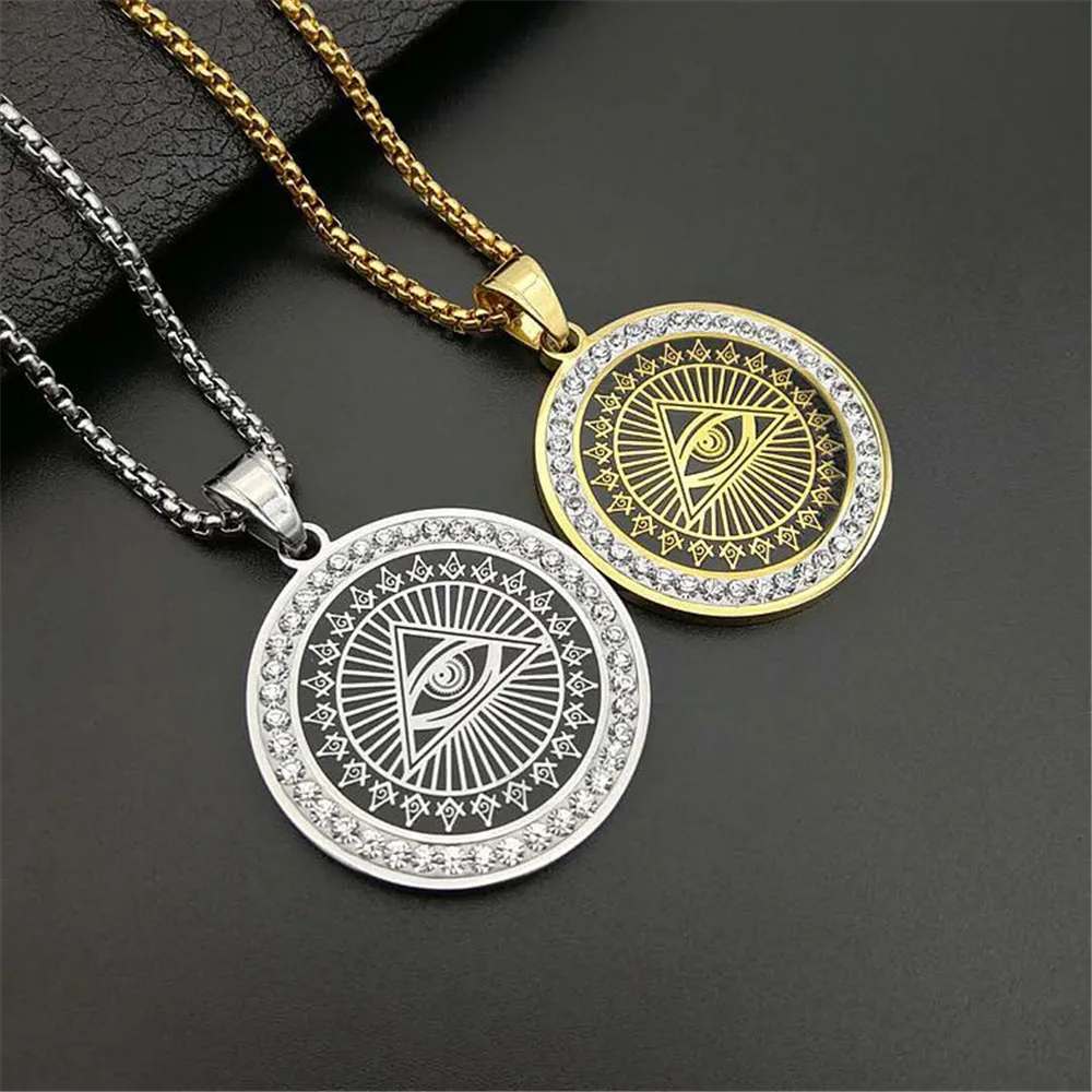 

All Seeing Eye of Providence Pendant Necklace Stainless Steel Free Mason Masonic Chain For Women Men Hiphop Jewelry Dropshipping