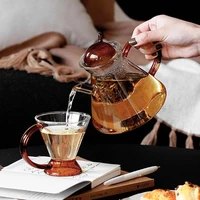 500ml heat resistant glass teapot coffee milk tea cup flower puer tea kettle chinese kung fu tea set nordic modern coffee pot