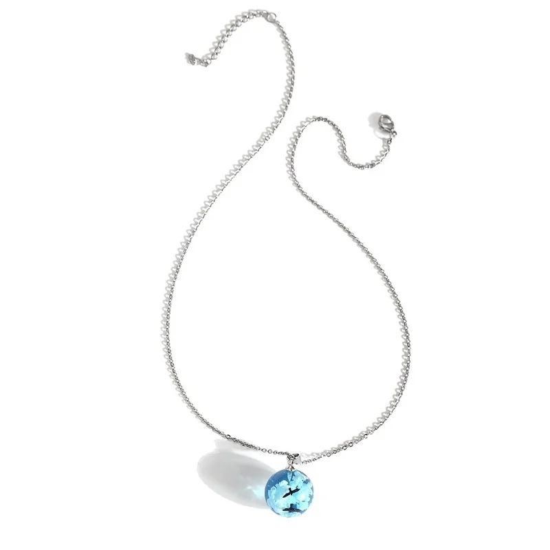 

2021 Cute Cartoon Europe America Cross Border New Blue Sky White Clouds Flying Bird Necklace Creative Retro Simple Choker