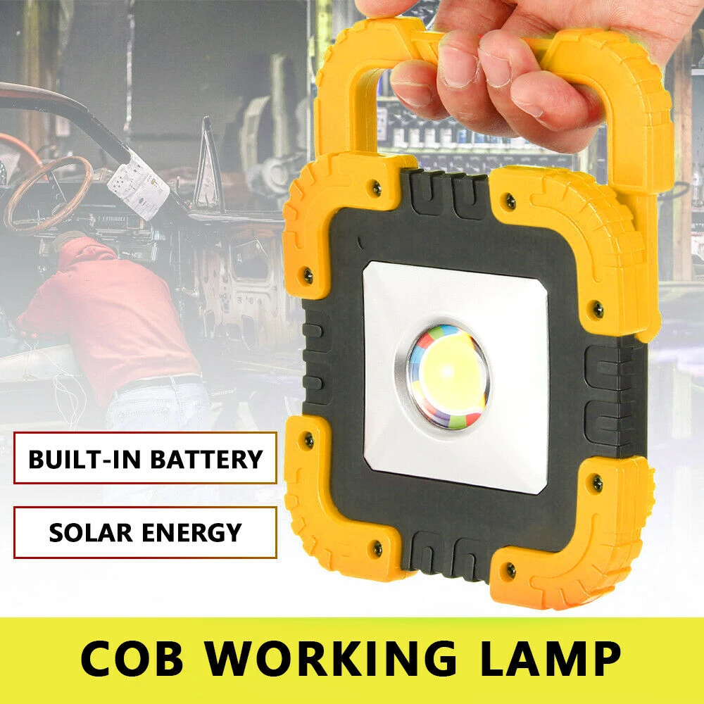 

Solar COB LED Working Light USB Rechargeable Portable Solar Flashlight 10W Waterproof LED Floodlight Outdoor Camping Spotlight