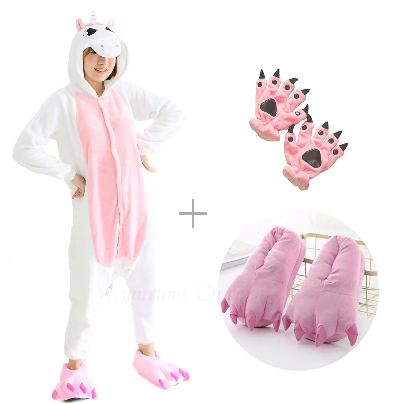 Kigurumi единорог пижамы для взрослых животных Кролик Ститч Onesie Женщины Мужчины Пара