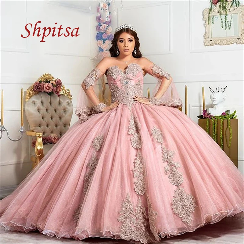 

Элегантное кружевное бальное платье, платья для Quinceanera, длинные платья принцессы для выпускного вечера, милое платье для маскарада 16 на 15 ле...