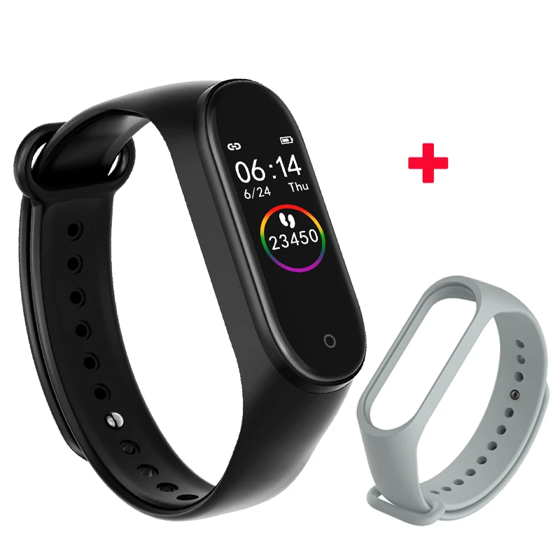 black grey Фитнес-браслет Fentorn M 4, монитор сердечного ритма, кровяного давления, Bluetooth, смарт-браслет, часы для Xiao Mi Band, Android, IOS, телефон - Цвет: black grey