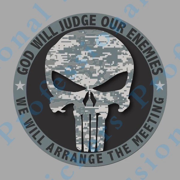 Череп Бог будет судить нашу клизму Decalss военный камуфляж наклейки для автомобиля