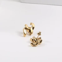 pvd plated link chain stud earring jewelry wholesale for women