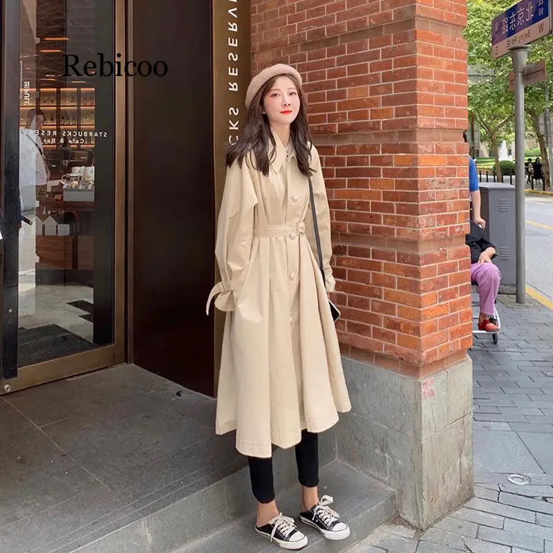 

Trench Coat Women's Mid-length over-the-Knee-Style Glorious Popular Autumn Korean-style Short-height Single Breasted Coat