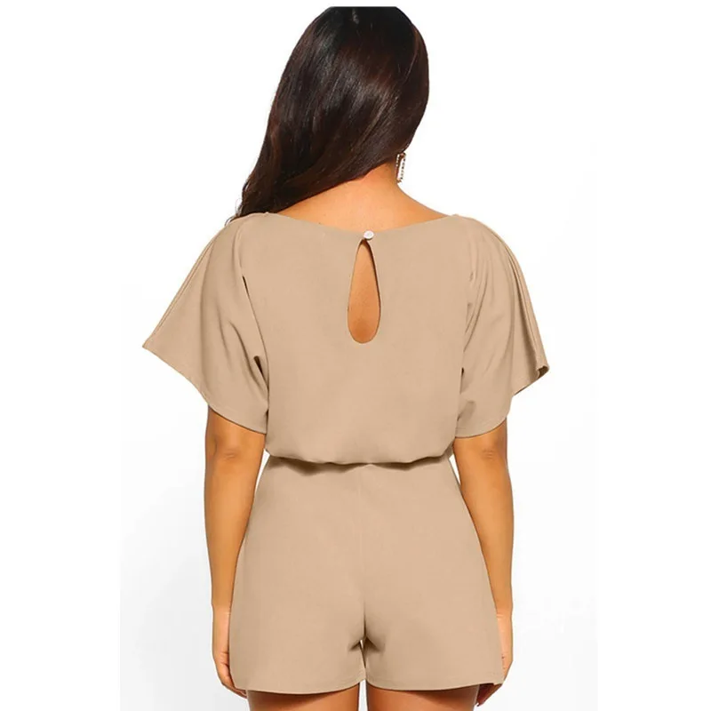 

Summer hot-selling hot-selling one-piece short fashionable new solid color belt short-sleeved one-piece loose casual ladies suit