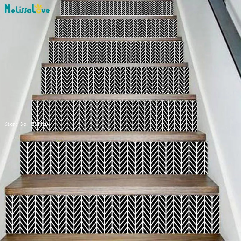 Простые монохромные наклейки на лестницы Яркий декоративный набор из 6 наклеек