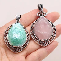 natural agates stone pendant fine water drop shape pendant charms for making women jewerly diy necklace gift size 35x45mm