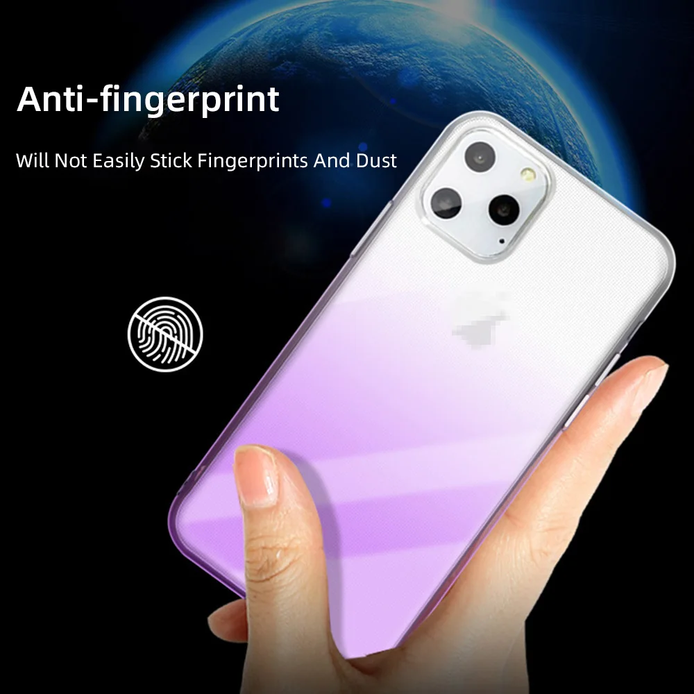 Gradient Phone Case For iPhone 11 Pro 6 6s 7 8 Plus X XR XS Max TPU Transparent Soft Shell Anti Fingerprint Portable Rope Hole |