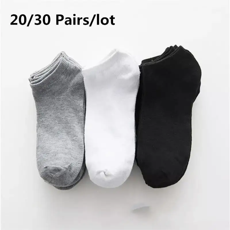 

20/30pairs/Men's Casual Boat Socks Solid Color Socks Shallow Mouth Breathable Soft Socks Men's Shoes Gifts Ankle Socks Wholesale