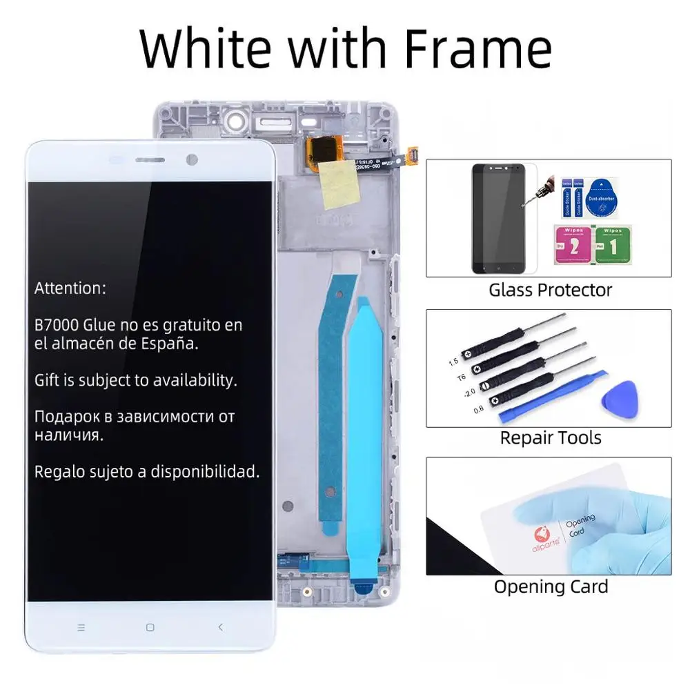 White with Frame Дисплей для Xiaomi Redmi 4 Pro Prime LCD в сборе с тачскрином на рамке 5.0'' черный черный золото - Цвет: White with Frame