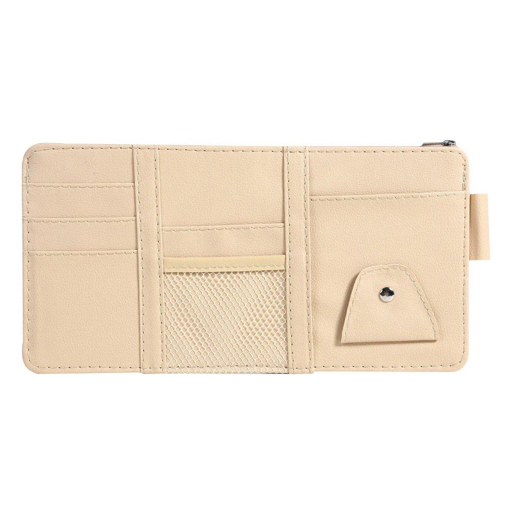 Beige Автомобильный козырек для хранения карт солнцезащитный козырек Органайзер сумка для хранения карт держатель для очков с клипсой на солнцезащитный козырек держатель для хранения авто аксессуары - Название цвета: Beige