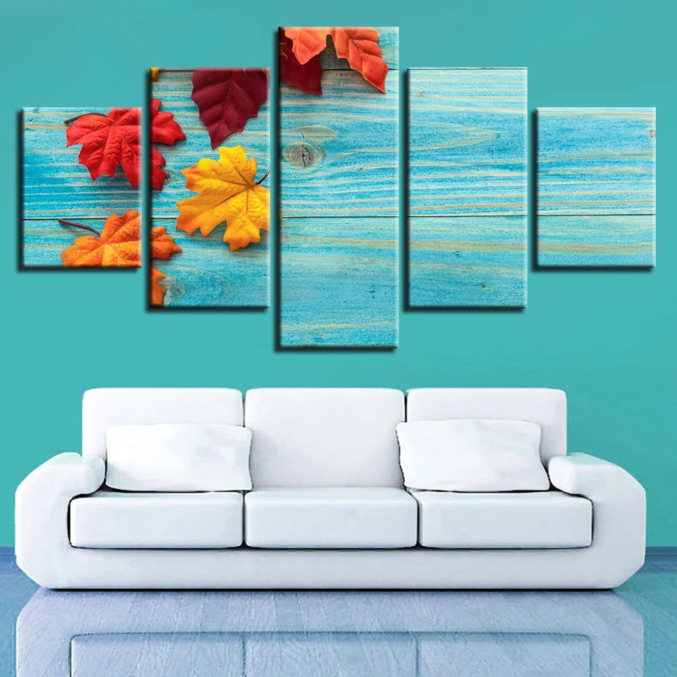 

Canvas Painting HD Prints Home Decor 5 Pieces Forest Maple Tree Wall Art Leaves Modular Pictures For Living Room Artwork Poster