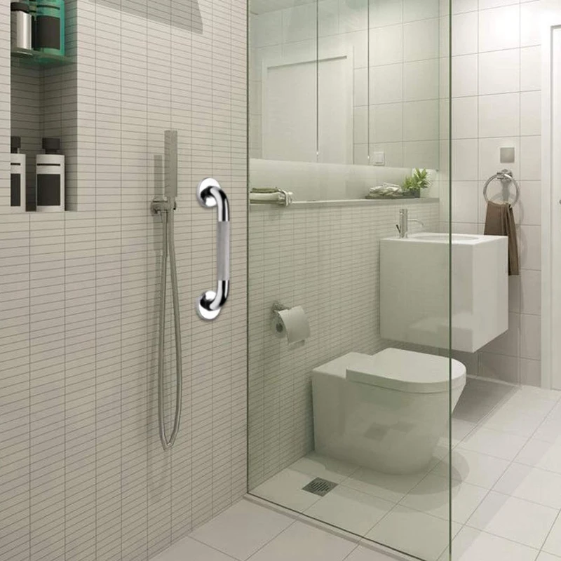Stainless Steel Bath Grab Shower Handle with Anti-Slip Grip - Disabled Elderly Children Mobility &amp Daily Living Aids Assist Safe |