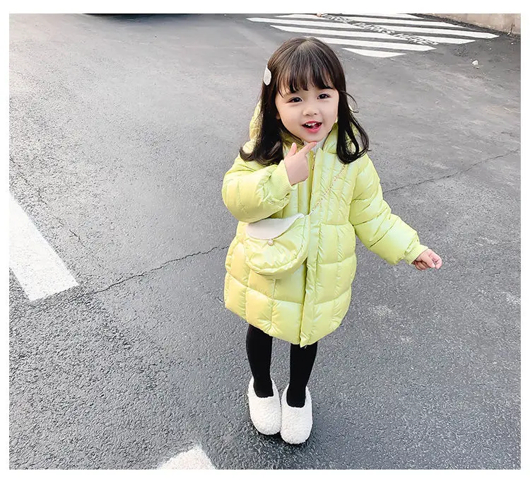 

2020 Girl Baby Hooded Winter Coat With Bag,girls Kids Cotton Padded Velvet Warm Coats Jackets Fashion Children Clothes