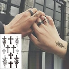 Водостойкая временная татуировка наклейка черно-белая перекрестная роза на палец шеи руки флэш-тату поддельные татуировки для женщин и мужчин