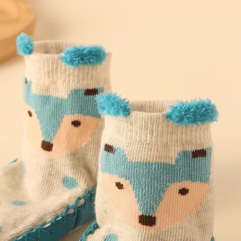 Зимние Детские милые напольные носки с резиновой мягкой нескользящей подошвой