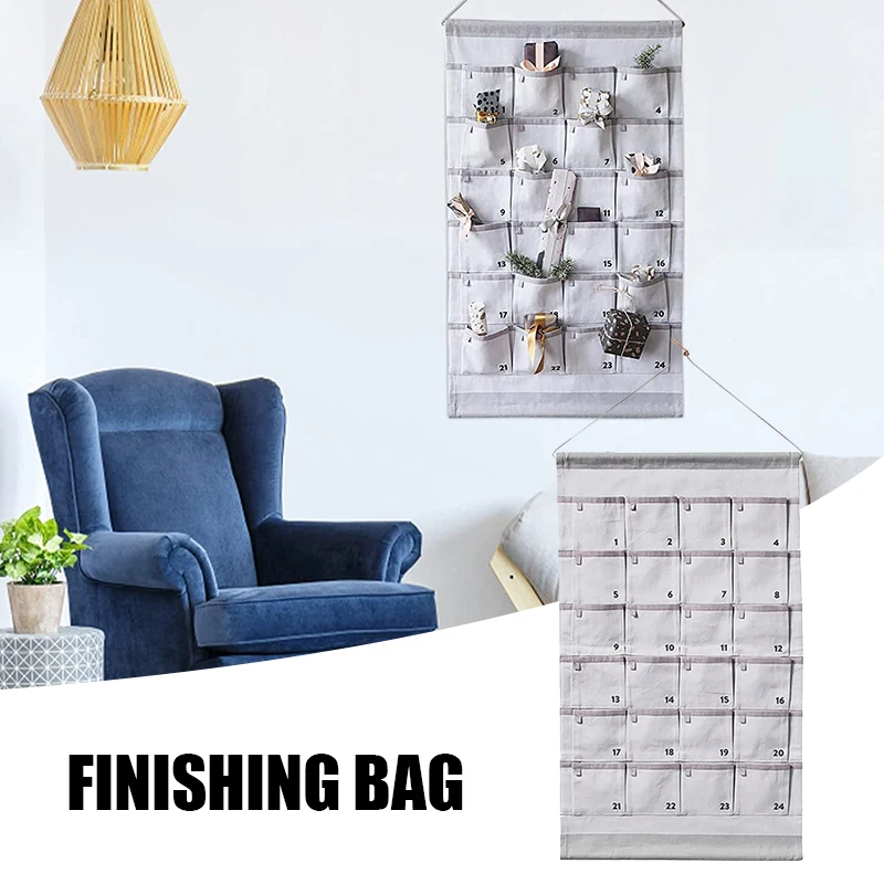 

New 24 Grids Advent Calendar with Pockets Multipurpose Hanging Storage Bag for Home Living Room Bedroom YE-Hot