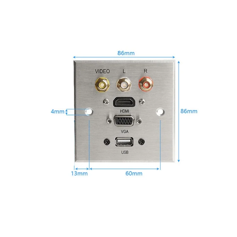 Алюминий Панель стены мультимедийный разъем совместимому с HDMI VGA видео для L/R