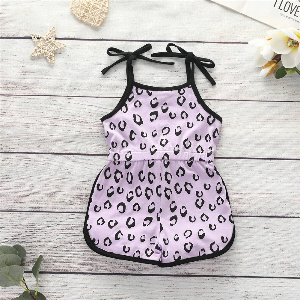 Newborn Baby Girls Camisole Rompers Summer Fashion Cute Sling Sleeveless Leopard One Piece Set For Infant 0-2Y Jumpsuit | Детская одежда