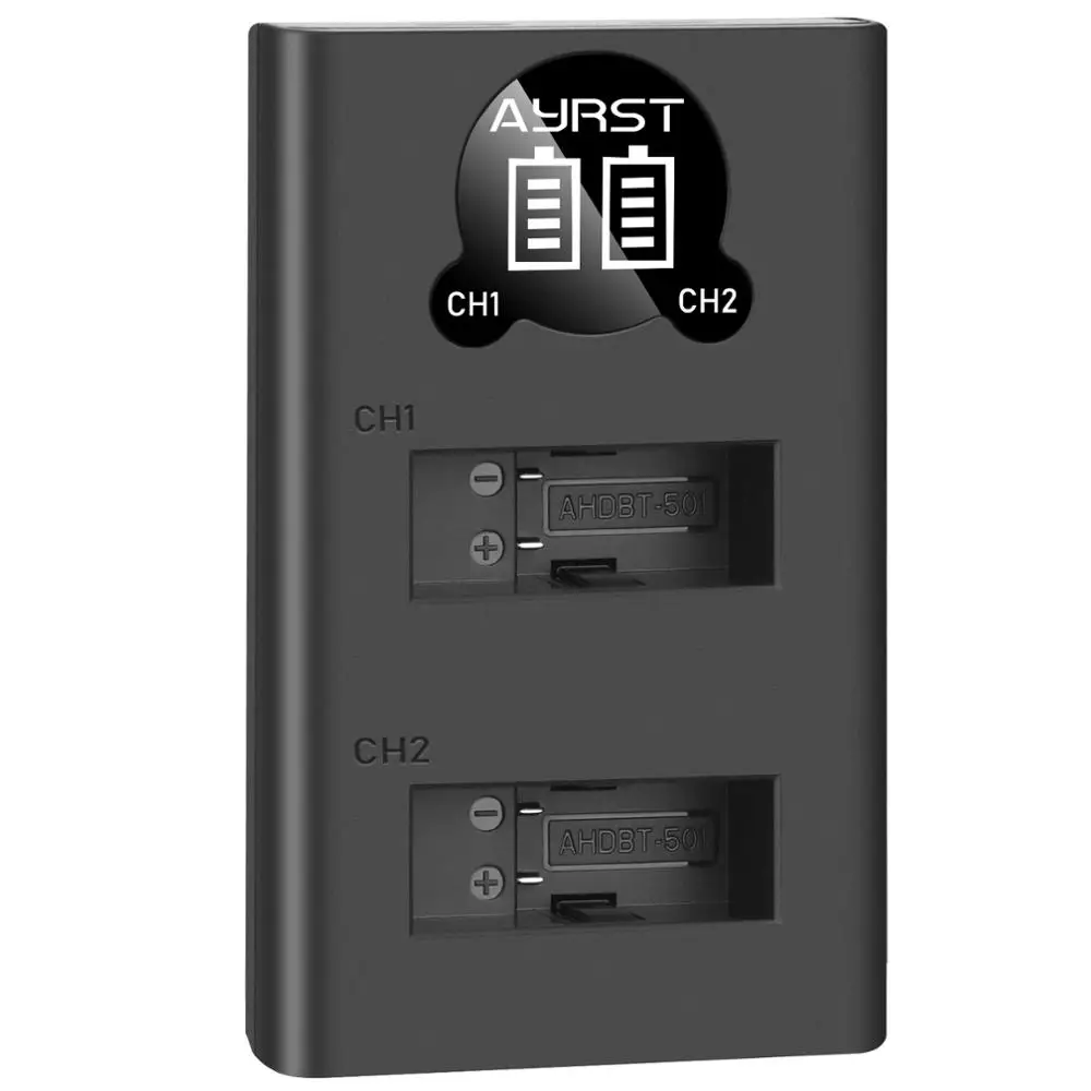 AHDBT 501 для GoPro Hero7 Dual USB зарядное устройство со светодиодным дисплеем работа или