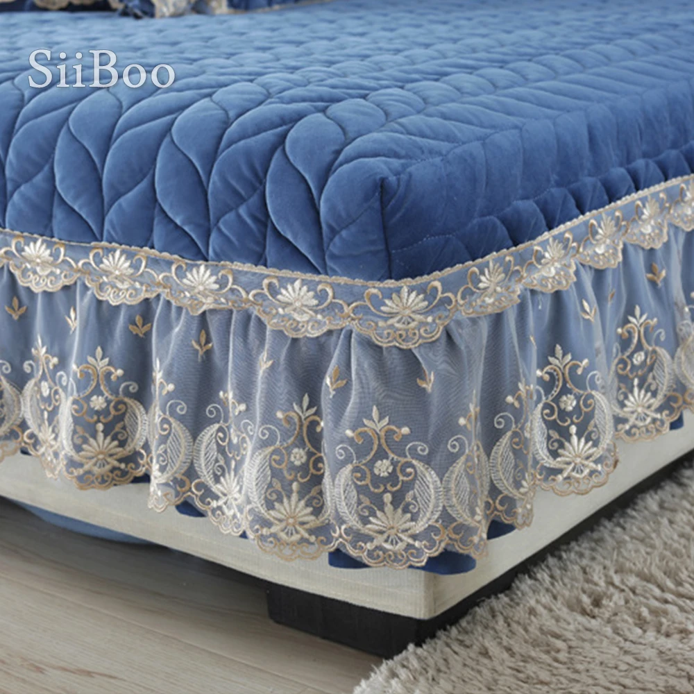 Современный стиль синий серый белый кофейный цвет кружевные оборки