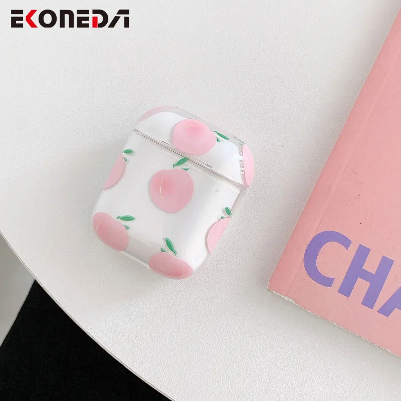 EKONEDA Симпатичный розовый персиковый чехол для Airpods Pro прозрачный жесткий защитный