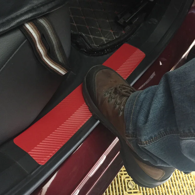 4 шт.. Автомобильная наклейка из углеродного волокна наклейки порог крышка против