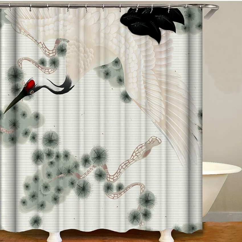 Занавеска для душа с краном и птицами водонепроницаемая занавеска цветами