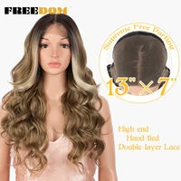 FREEDOM 13x7 Synthetic Lace Front Wigs Body Wavy Lace Front Women's Wig Ombre Blonde Wigs For Black Women Heat Resistant Wigs
