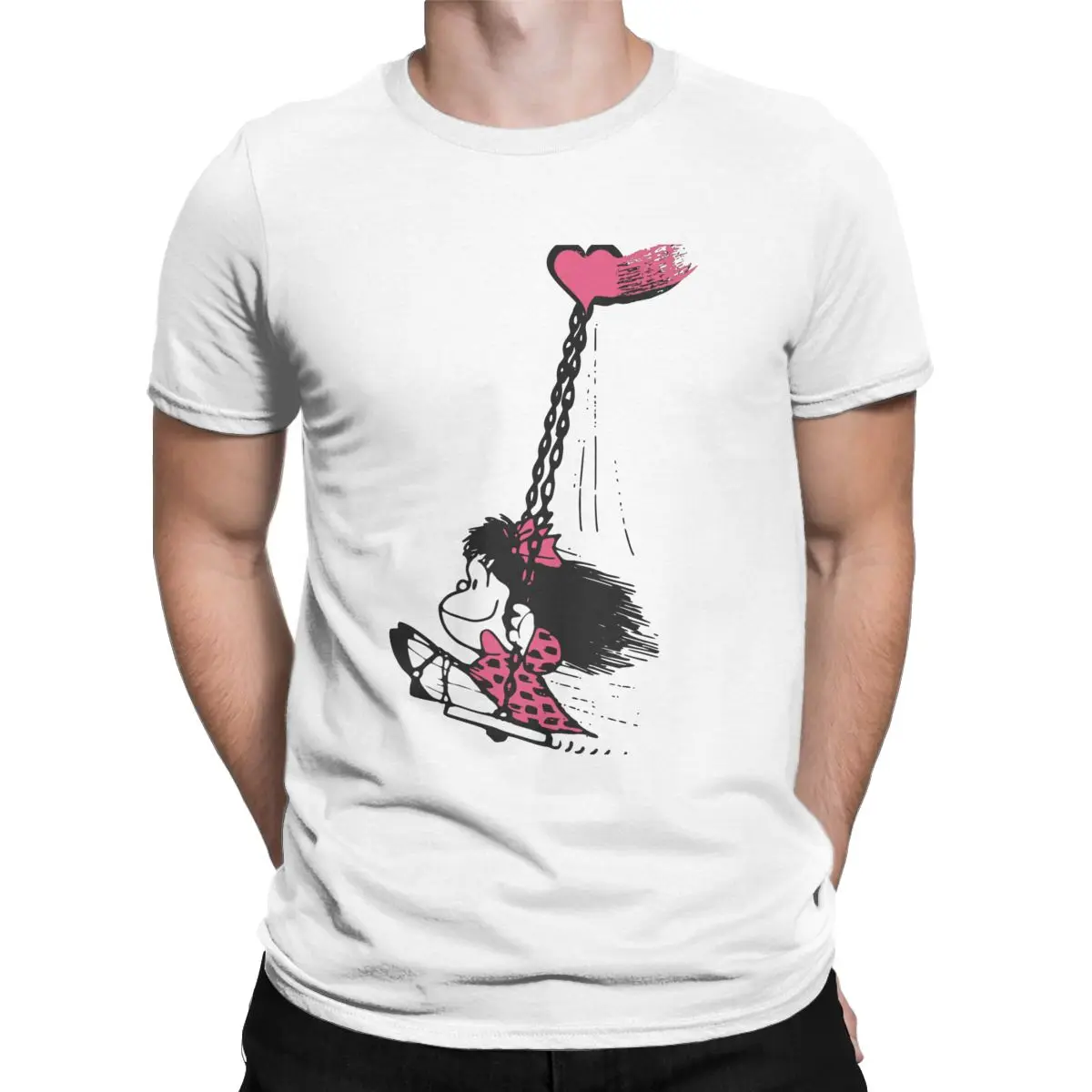 Крутая футболка Love You мужские хлопковые футболки с круглым вырезом Mafalda короткими