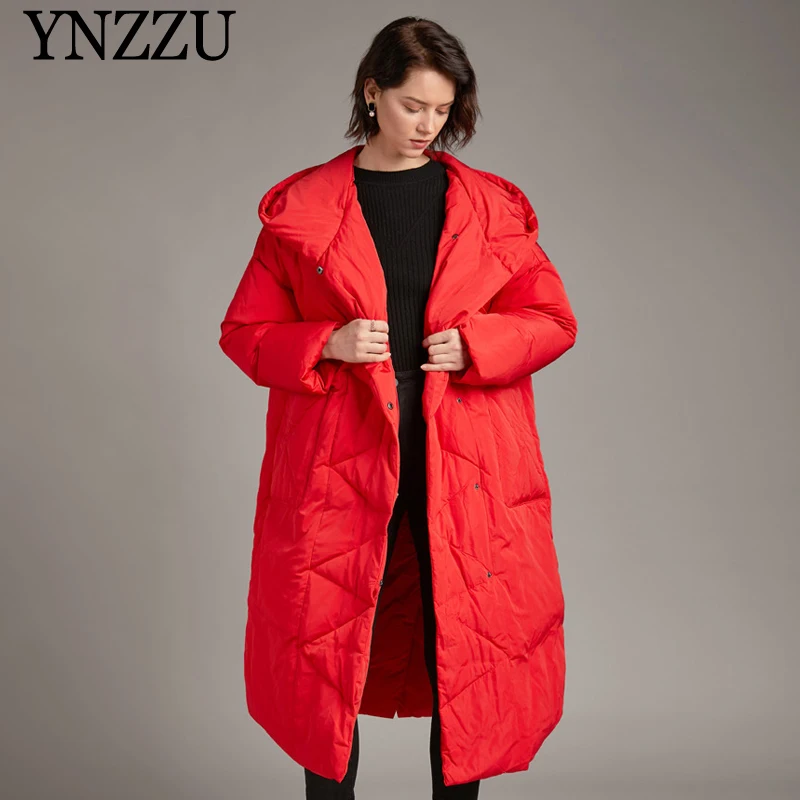 Женский длинный пуховик с капюшоном на белом утином пуху|Женские пуховики| |