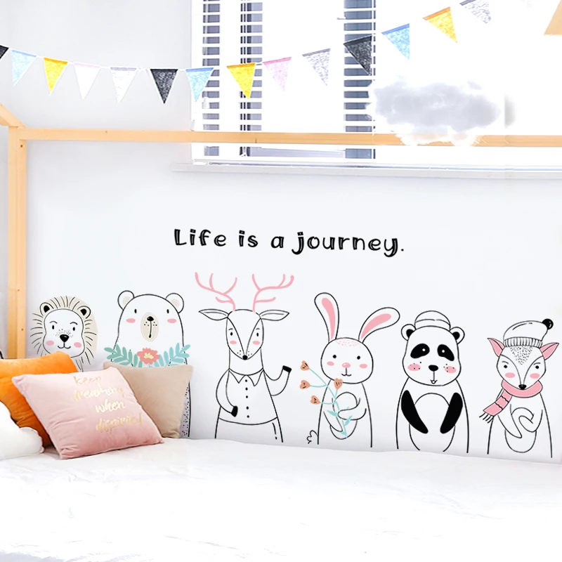 

Cute Cartoon Panda Rabbit Giraffe Lion Animal Wall Stickers for Kids Room Zoo Animal Jungle Wall Decal Bedroom Nursery Art Decor