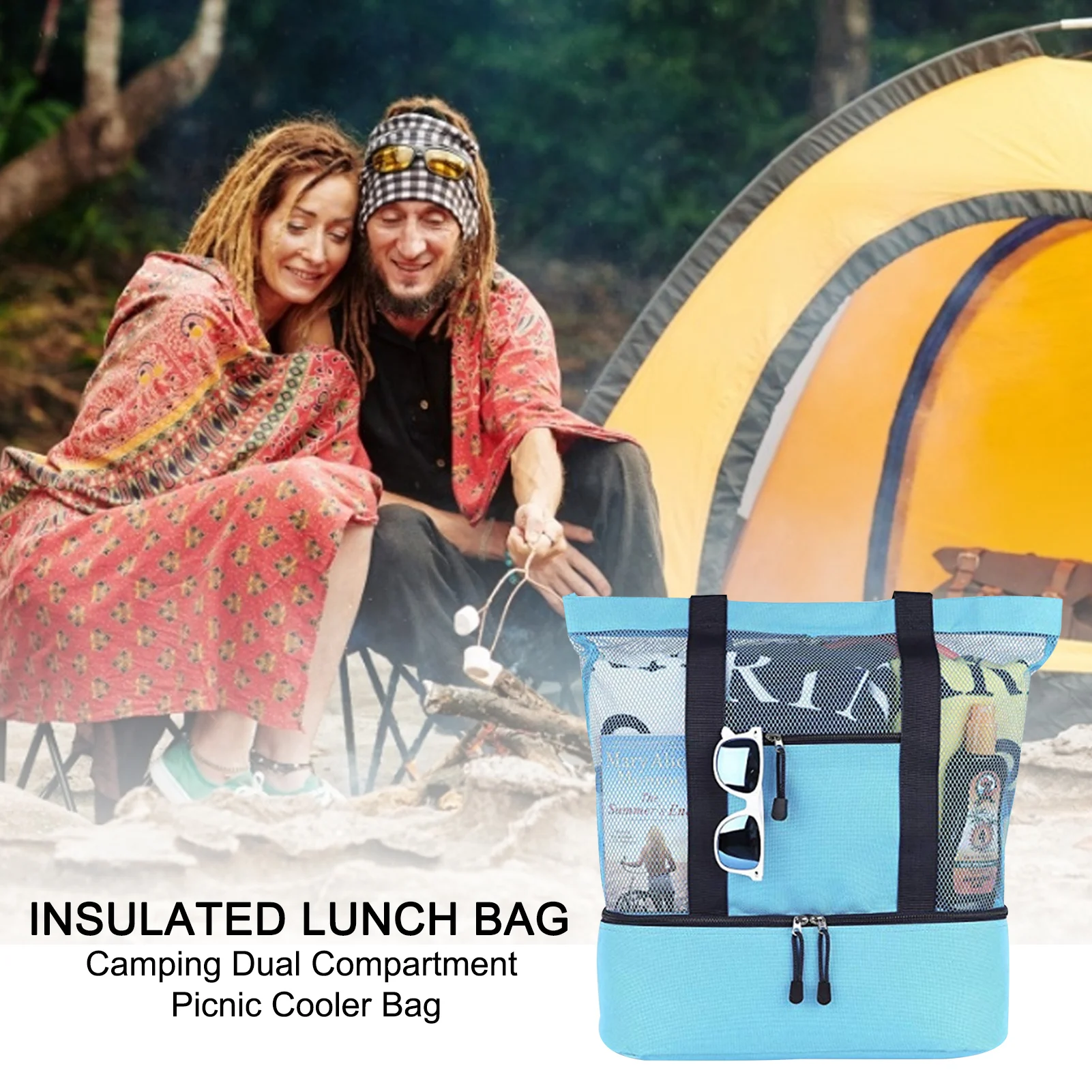 

Insulated iced meal bag insulation fresh-keeping travel picnic Camping Dual Compartment Splicing Picnic Cooler Bag Lunch Bag