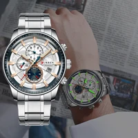 mens watches curren new fashion stainless steel top brand luxury casual chronograph quartz wristwatch for male