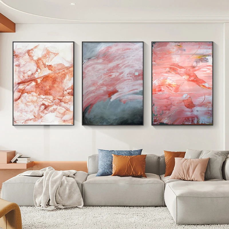 

Abstract Pink Ink Ripple Landscape Canvas Painting Nordic Wall Art Pictures Moedrn Posters and Prints for Living Room Home Decor