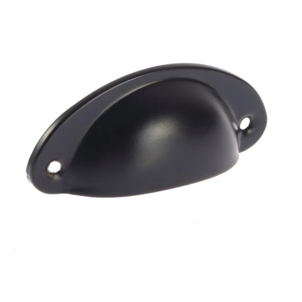 

New Shell-shaped black Vintage Zinc Alloy Door Cabinet Drawer Box Bin Furniture Handles Cup Pull Knob Light weight