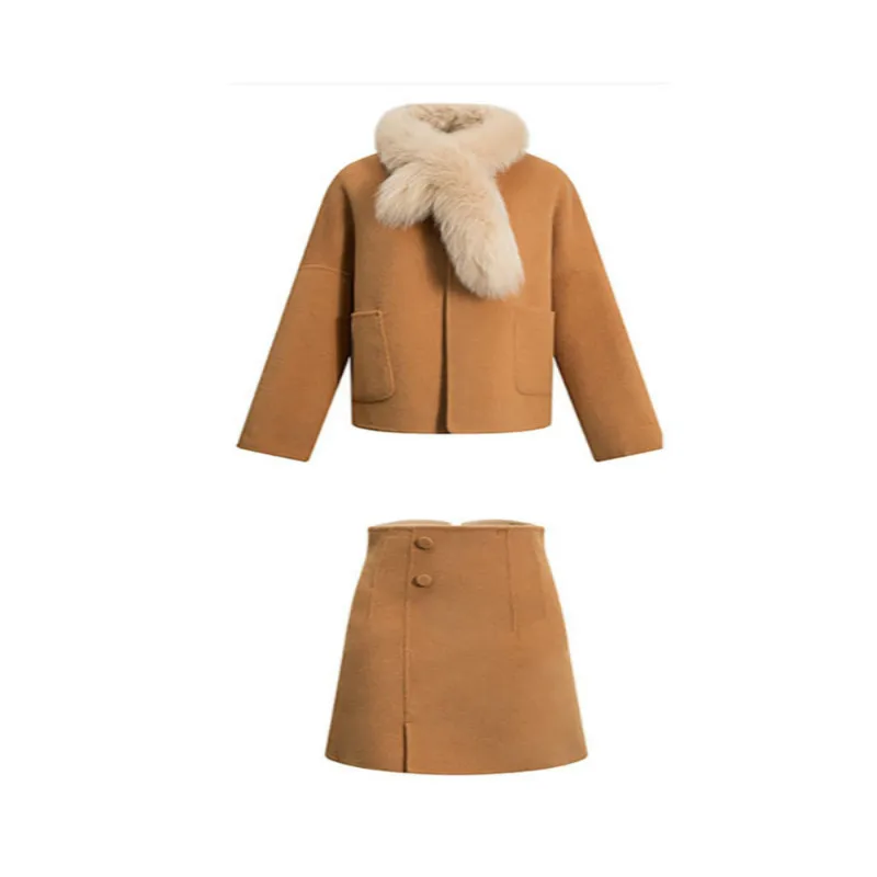 

Женский осенне-зимний Новый Модный Кардиган с длинным рукавом и юбка офисный Женский костюм комплект из двух предметов с юбкой