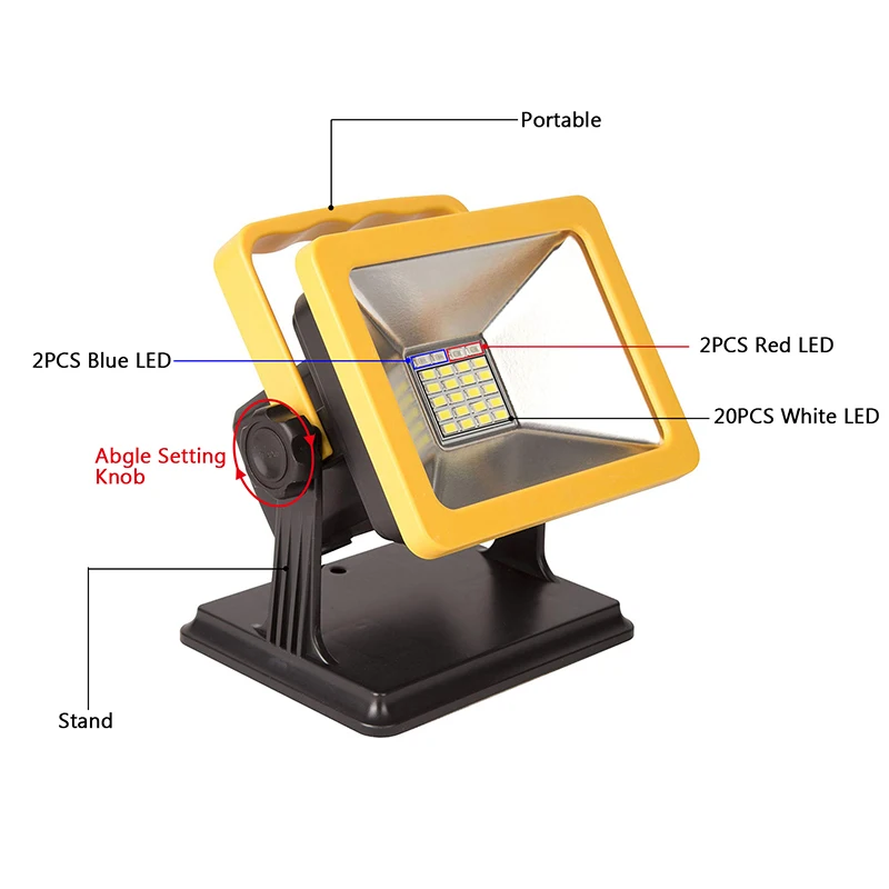 Светодиодный светильник для работы перезаряжаемый с магнитной батареей