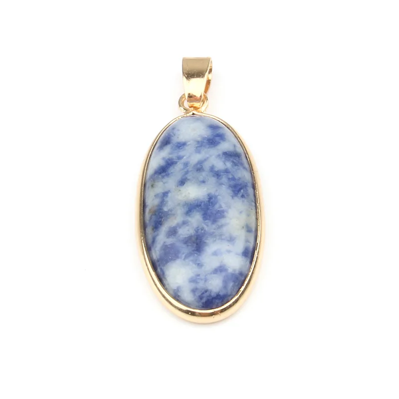 

Egg-shaped Plated Opal Stones Pendant Reiki Healing Natural Stone Amulet DIY Jewelry Personality Gift Size 40x16x6mm