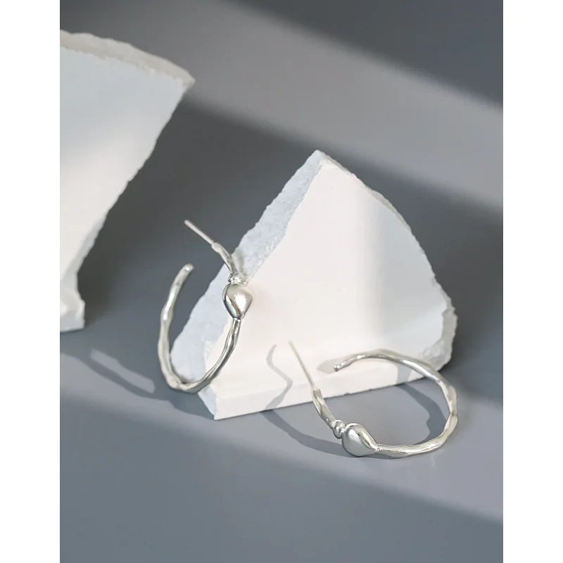 SHANICE 100% 925 Sterling Silver Small Hoop Earings ins retro design sense ancient craftsmanship matte heart-shaped circle | Украшения и