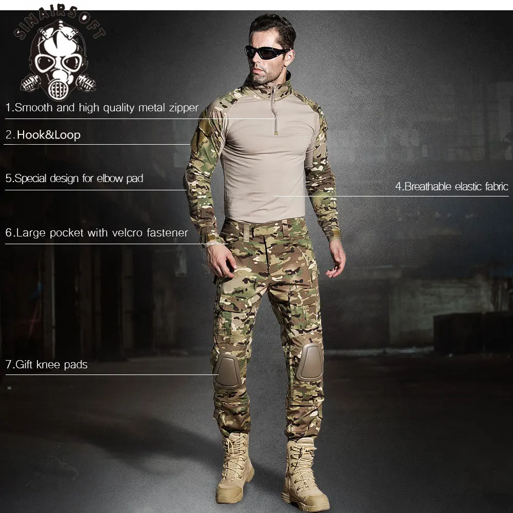 Военная Униформа SINAIRSOFT рубашка мультикам Боевая форма тактические брюки с