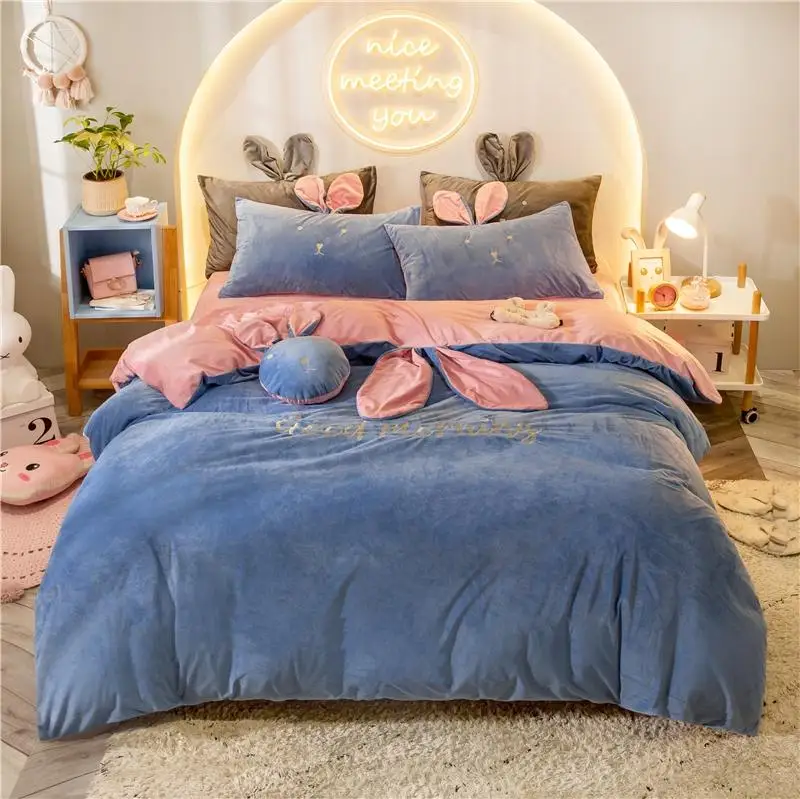 Фланелевый флисовый пододеяльник/простыня/Льняные Наволочки с