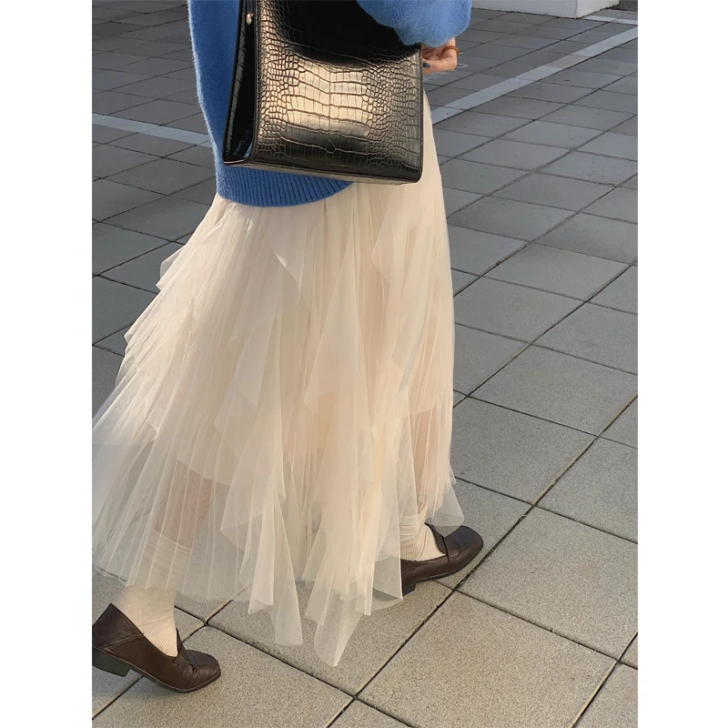 

Юбки для женщин весна-осень в Корейском стиле свободные до щиколотки коричневые клетчатые женские юбки 5172 #