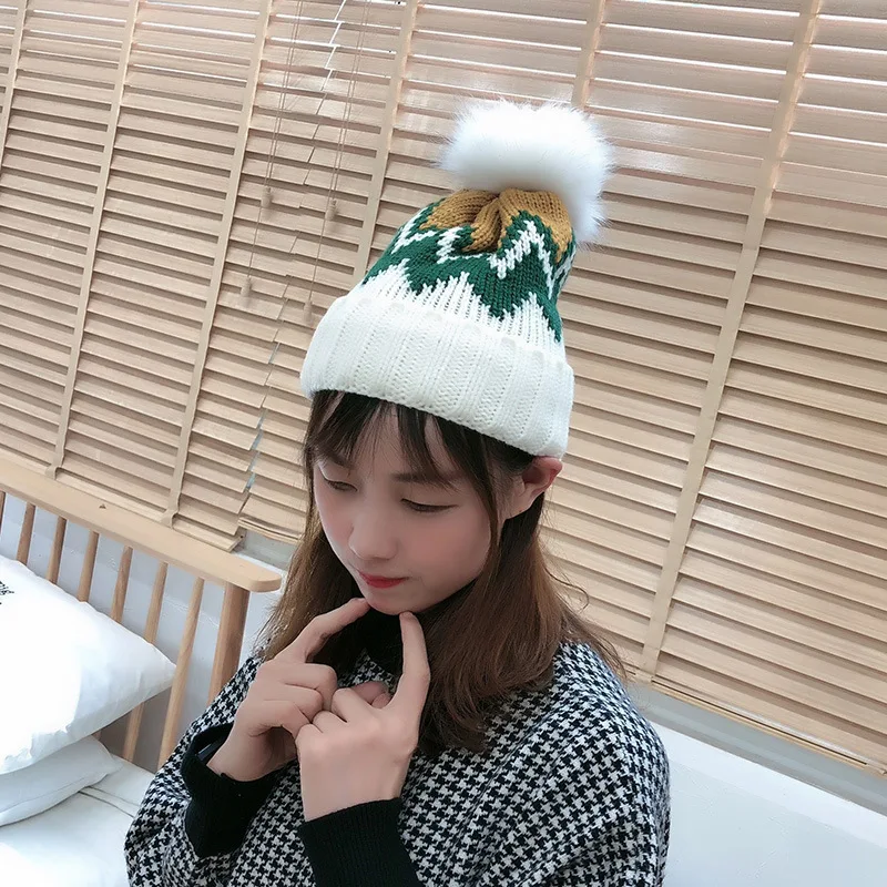 2019 шляпа женская осенняя и зимняя новая шерстяная дикие волосы шар вязаное