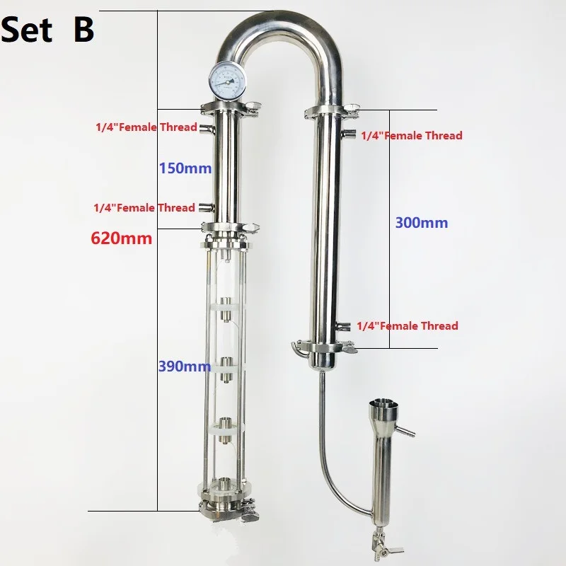 Бытовая дистилляционная машина из чистой меди или SS304 с 5 секциями пузырьковых