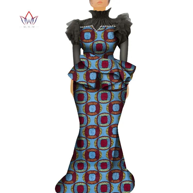 

African Traditional Wear for Women's Elegant Sets Full Sleeve African outfit female plus size clothing 2 piece dress suits WY012
